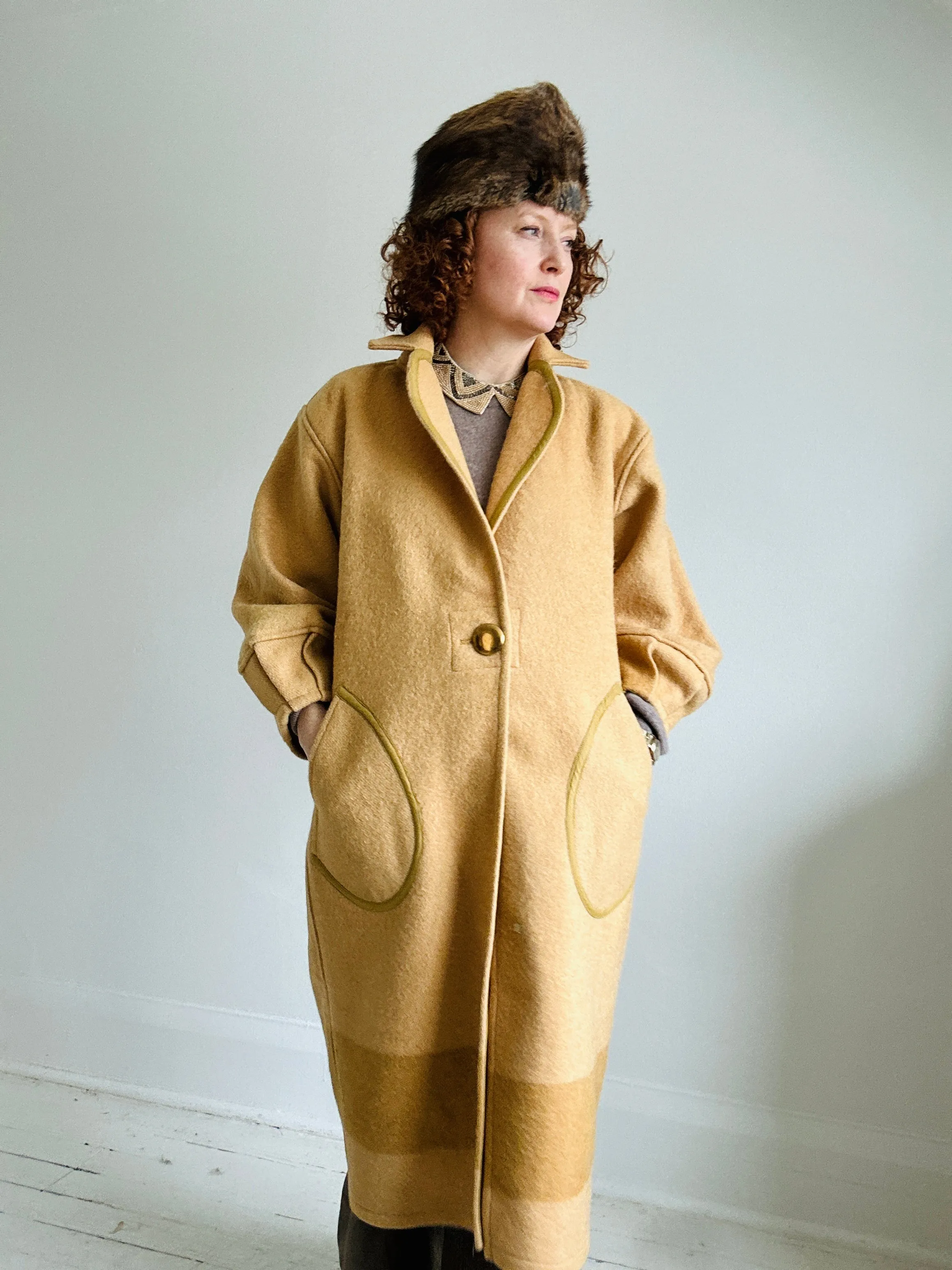 Trench with Vintage Wool Blanket Size M/L #TRENCH15