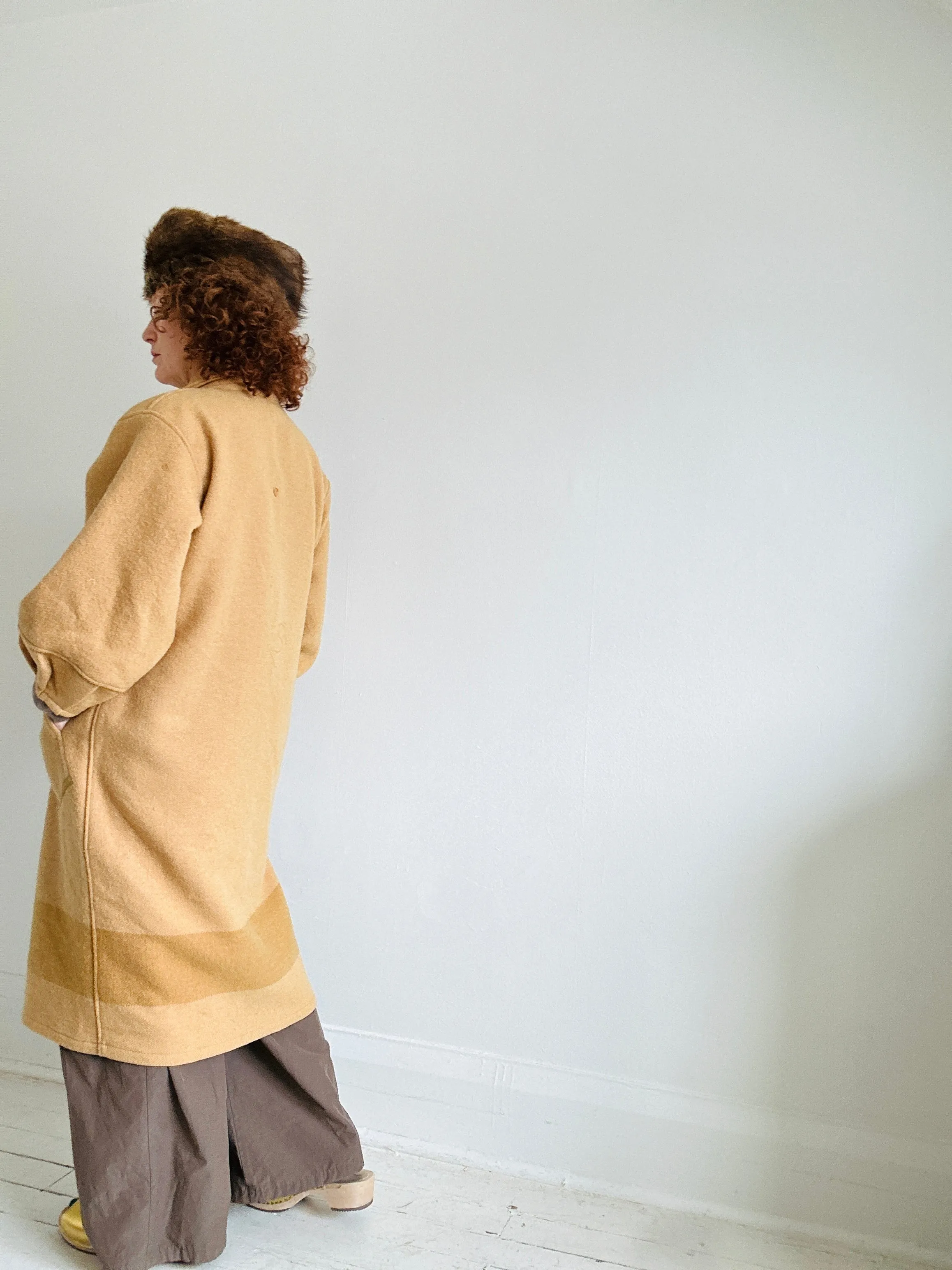 Trench with Vintage Wool Blanket Size M/L #TRENCH15