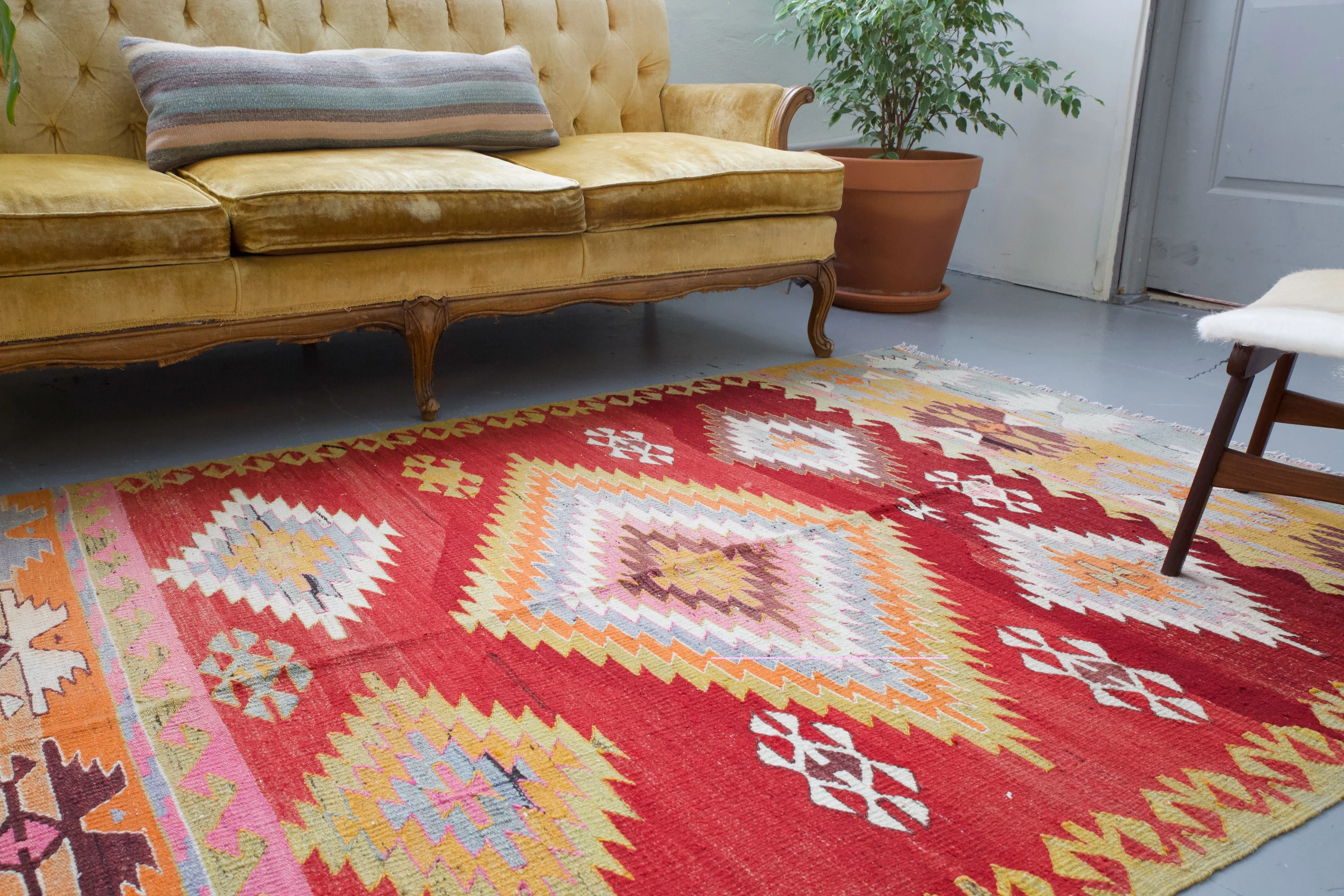 Vintage Turkish Denizli Kilim