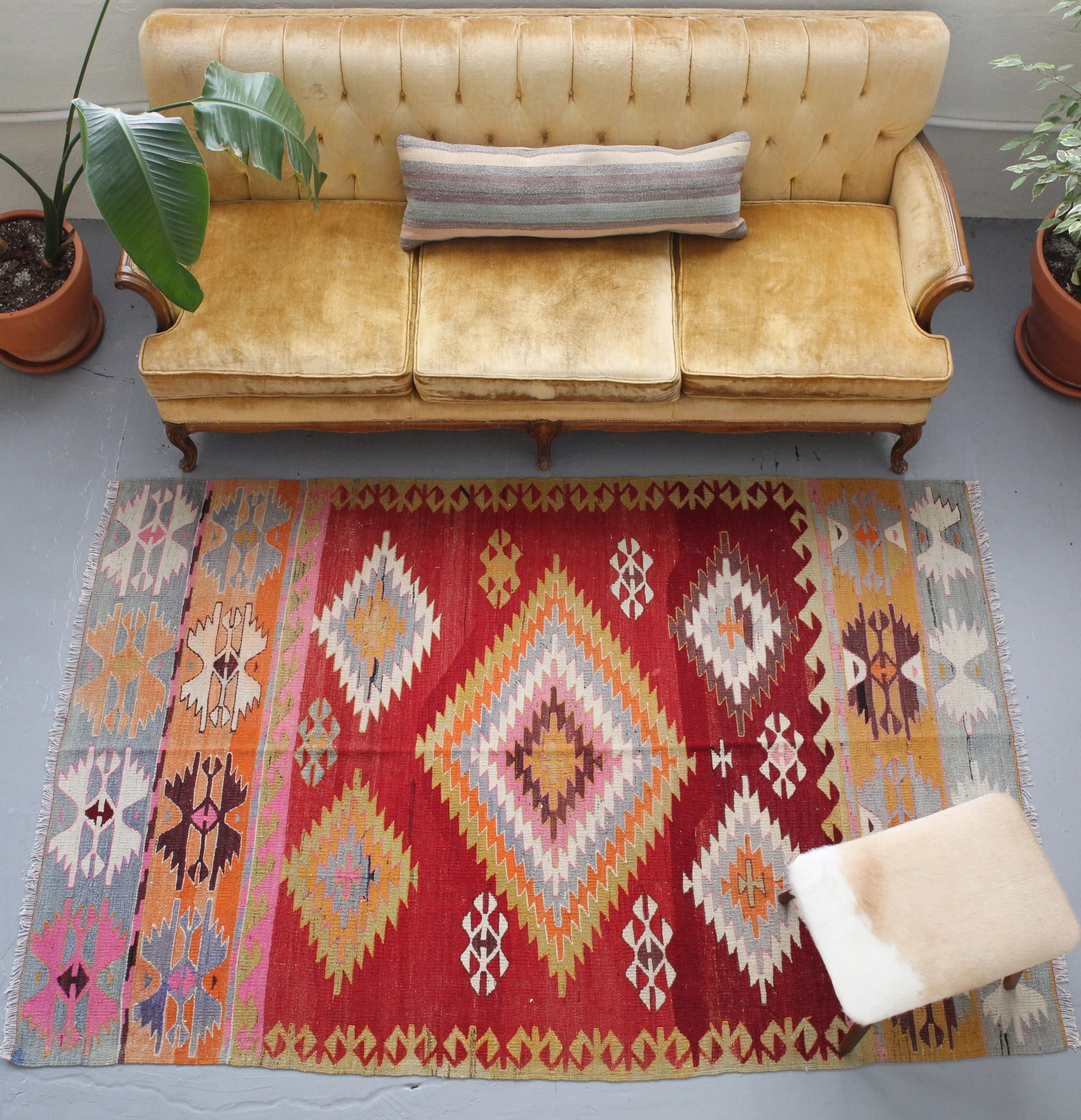 Vintage Turkish Denizli Kilim