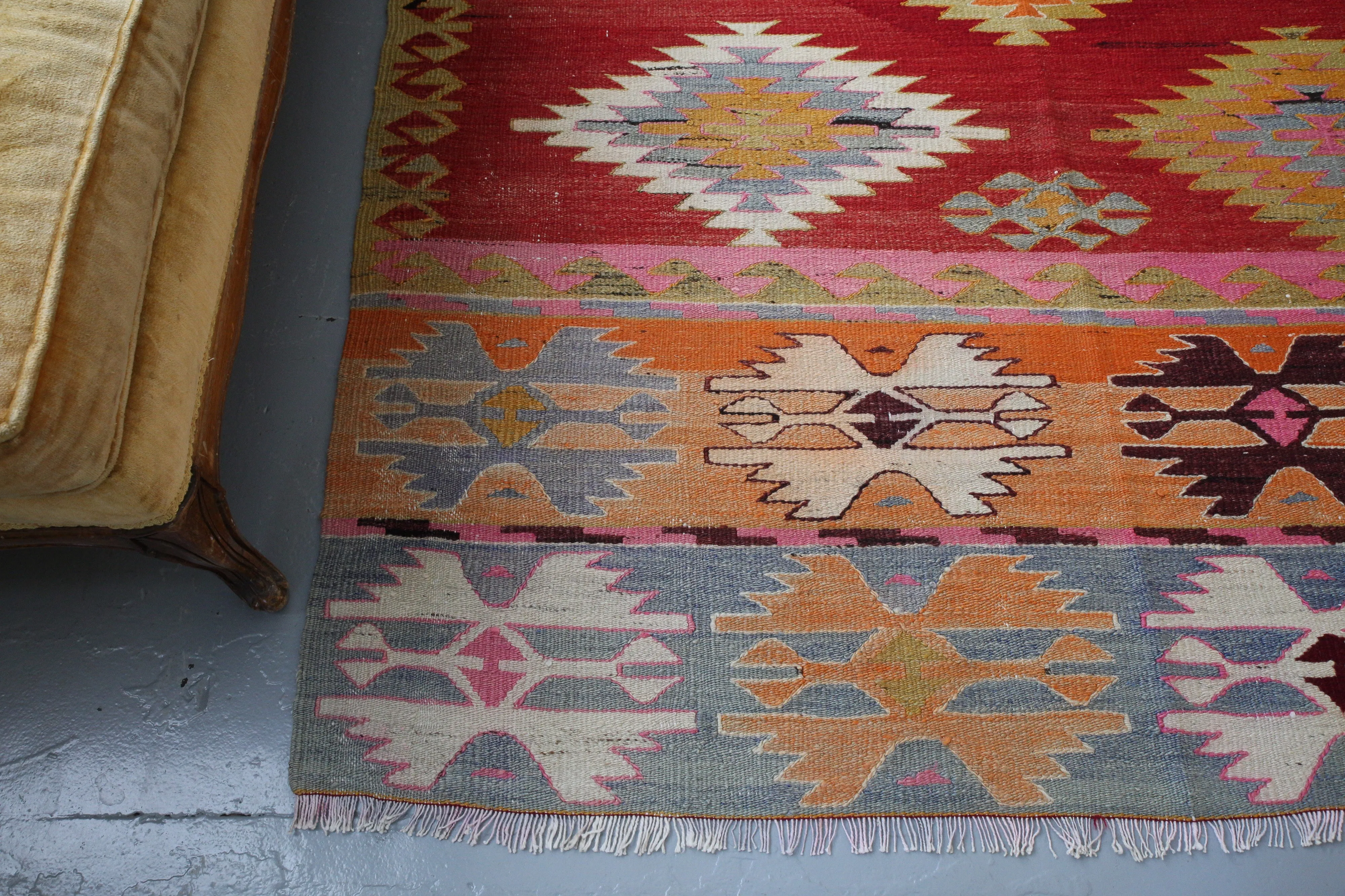 Vintage Turkish Denizli Kilim