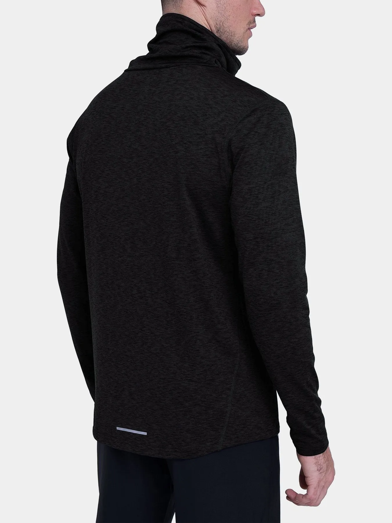 Warm-Up Thermal Long Sleeve Funnel Neck Top For Men With Brushed Inner Fabric, Thumbholes & Reflective Strips