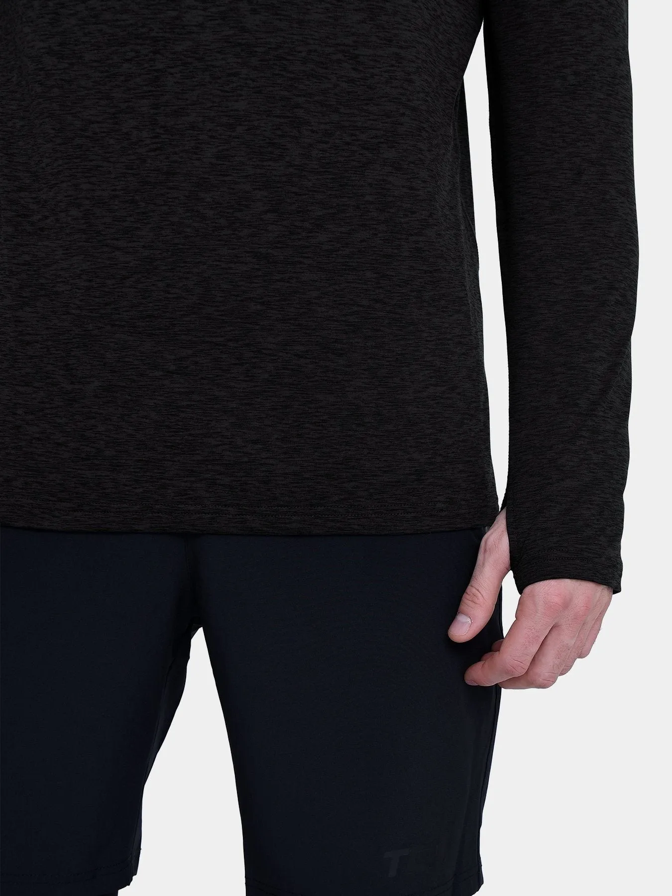 Warm-Up Thermal Long Sleeve Funnel Neck Top For Men With Brushed Inner Fabric, Thumbholes & Reflective Strips