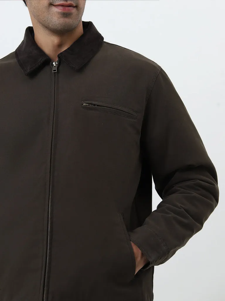 WES Casuals Olive Relaxed-Fit Cotton Jacket