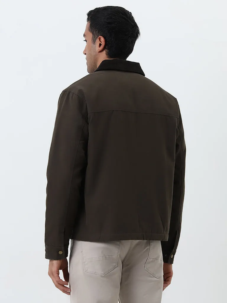 WES Casuals Olive Relaxed-Fit Cotton Jacket