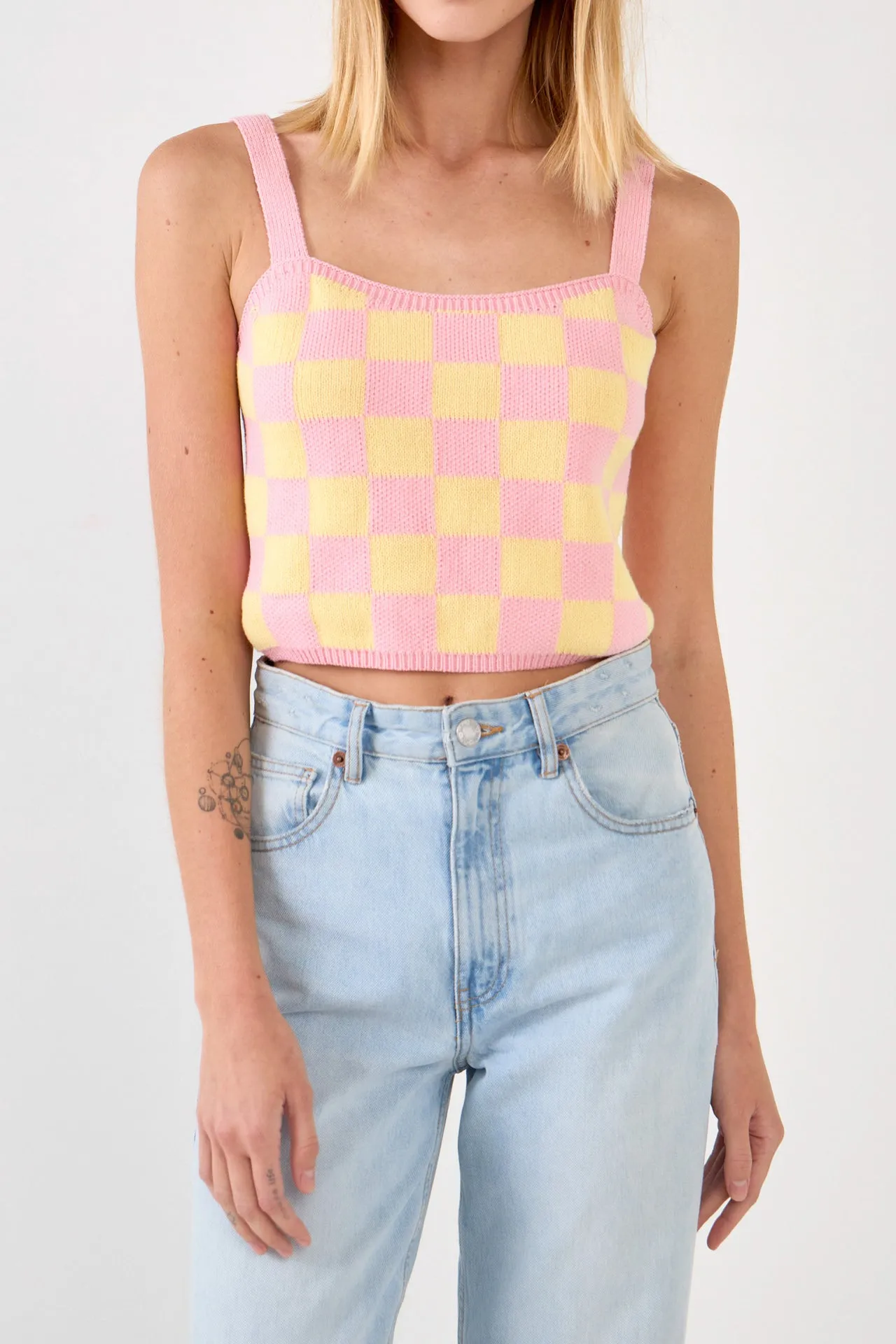 WOMEN CHECKERED KNIT SHIRT