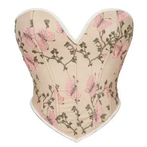 Women's Casual Floral Print Lace Up Back Sleeveless Strapless Bandeau Tube Crop Corset Top