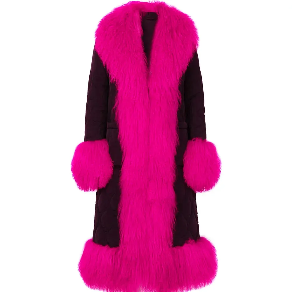 Women's Mongolian Sheep Curly Fur Quilted Coat