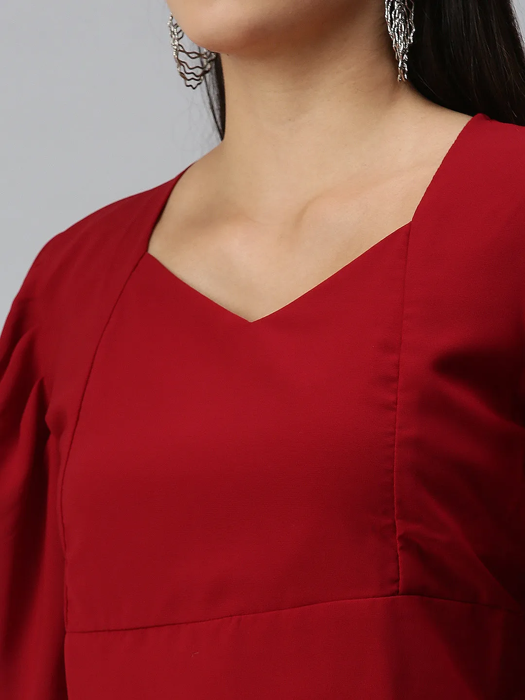 Women's Solid Maroon Top