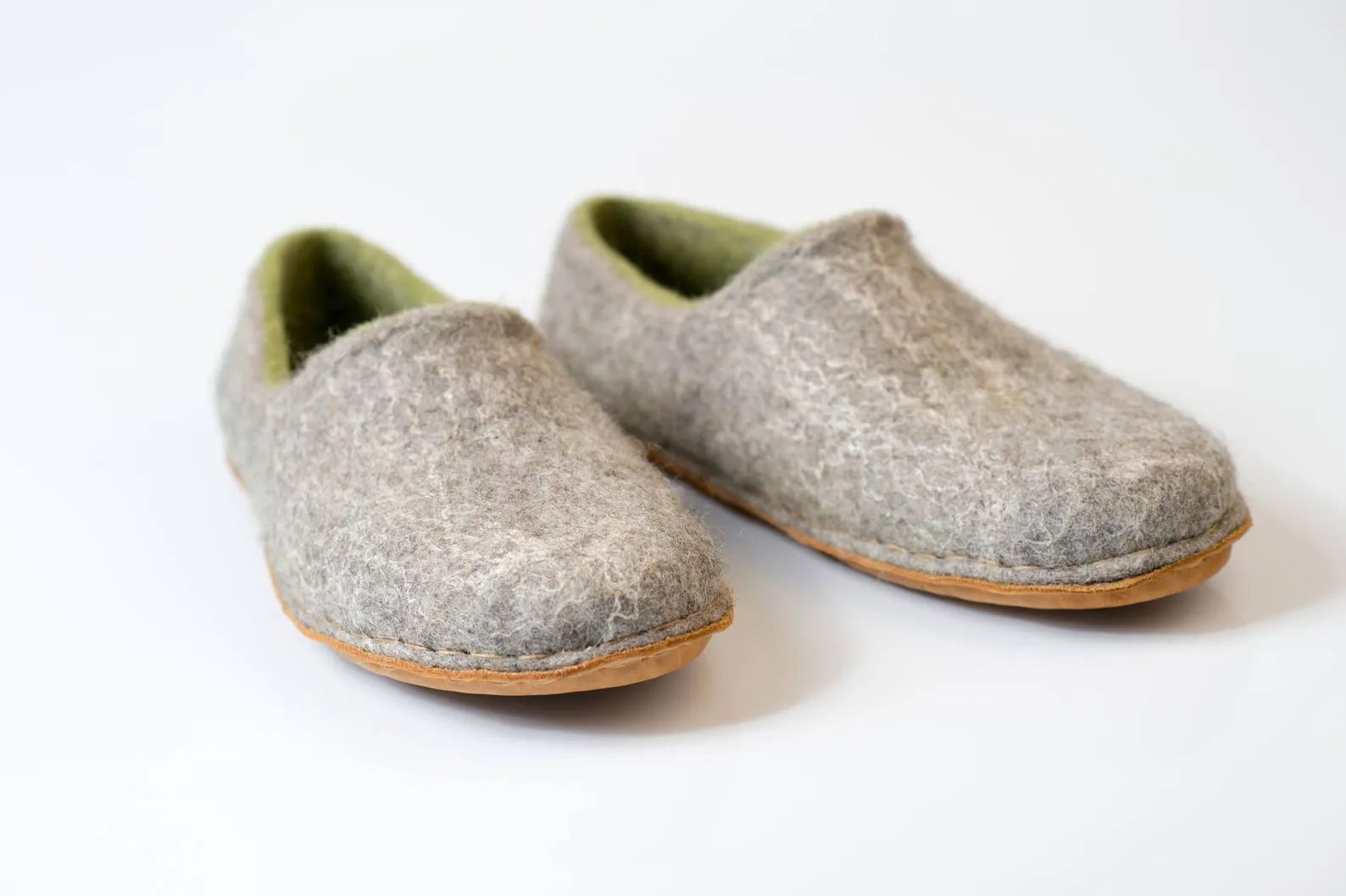 Woodland felted slippers for Men Gray/ Green